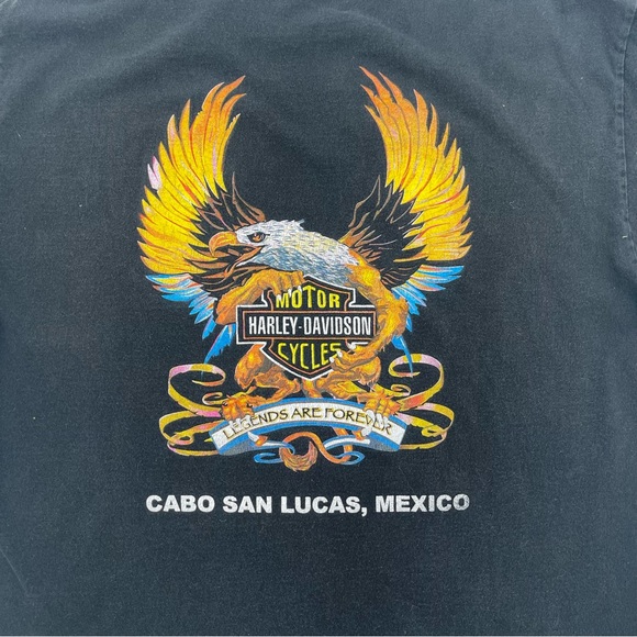 VINTAGE HARLEY DAVIDSON T-shirt Tee Motorcycles Los Cabos Mexico Eagle SZ Large - Picture 3 of 10